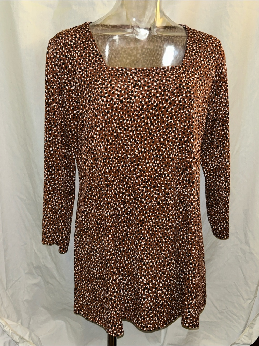 Susan Graver Rust Speckled Square-Neck Tunic